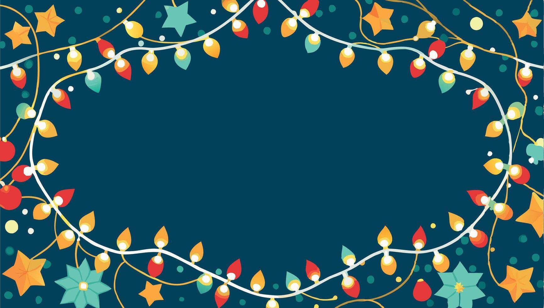 Christmas lights frame with stars on a blue background vector