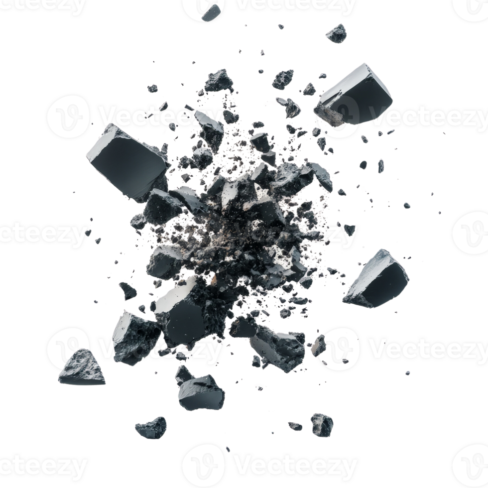 Abstract Explosion of Shattered Rocks and Debris png