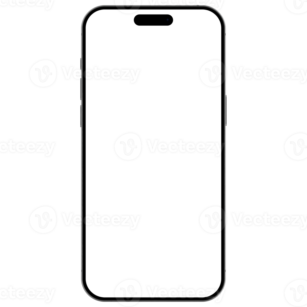 Mockup template for of white titanium smartphone. Front view, and without background. Isolated png
