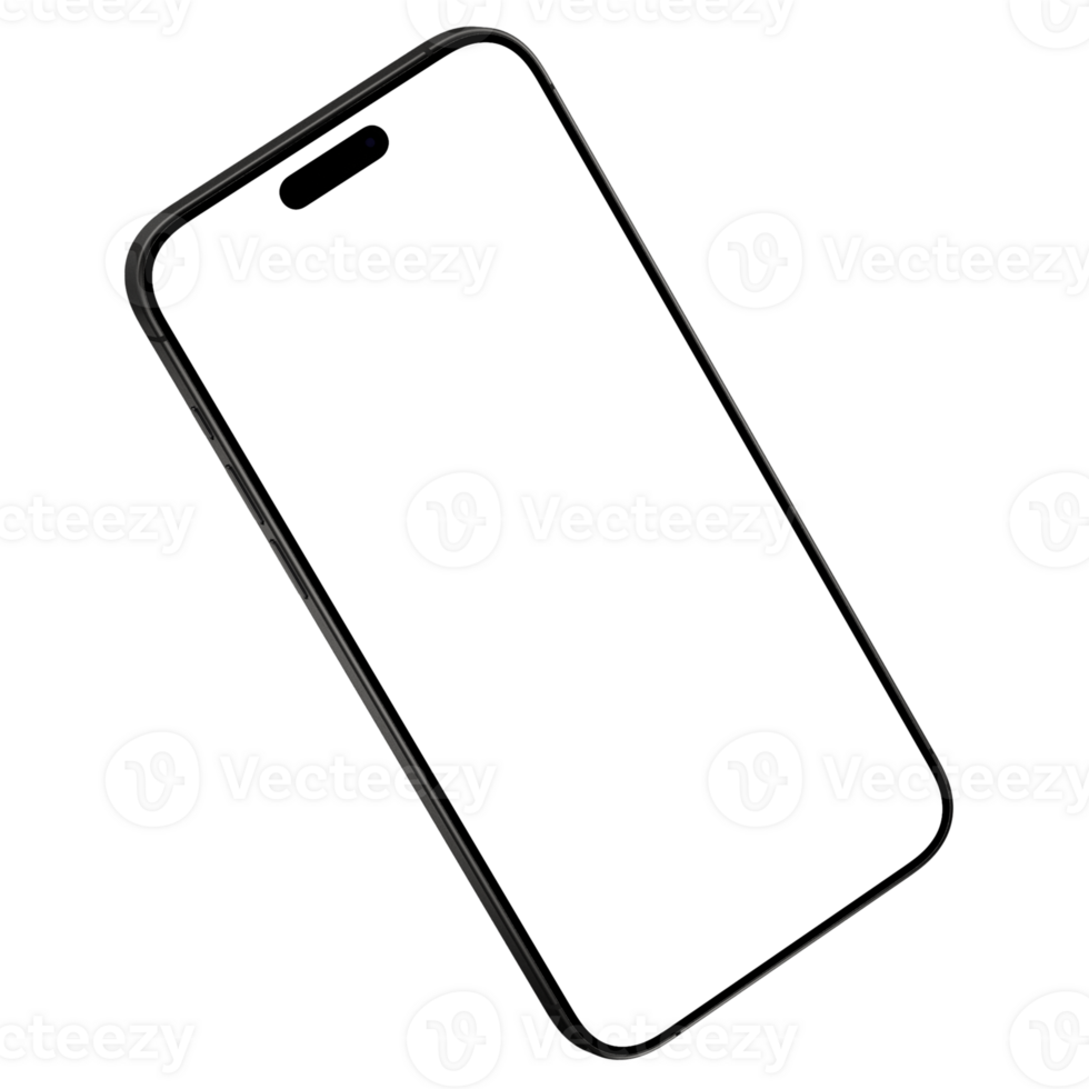Mockup template for black smartphone without background. Isolated png