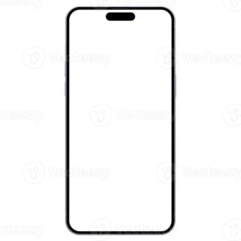 Mockup template for of white titanium smartphone. Front view, and without background. . Isolated png