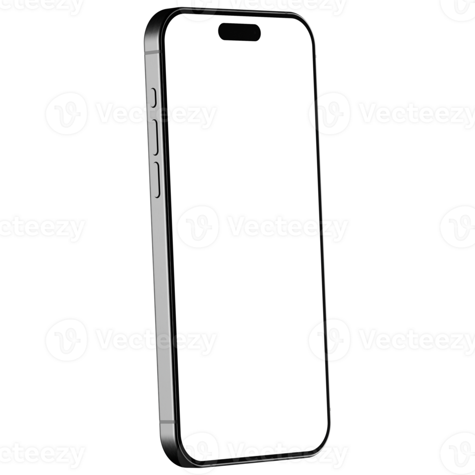 Mockup template for of white titanium smartphone. Isometric style view, and without background. png