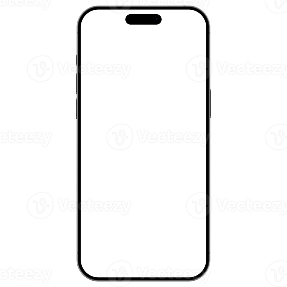 Isolated mockup template for of white titanium smartphone. Front view, and without background png