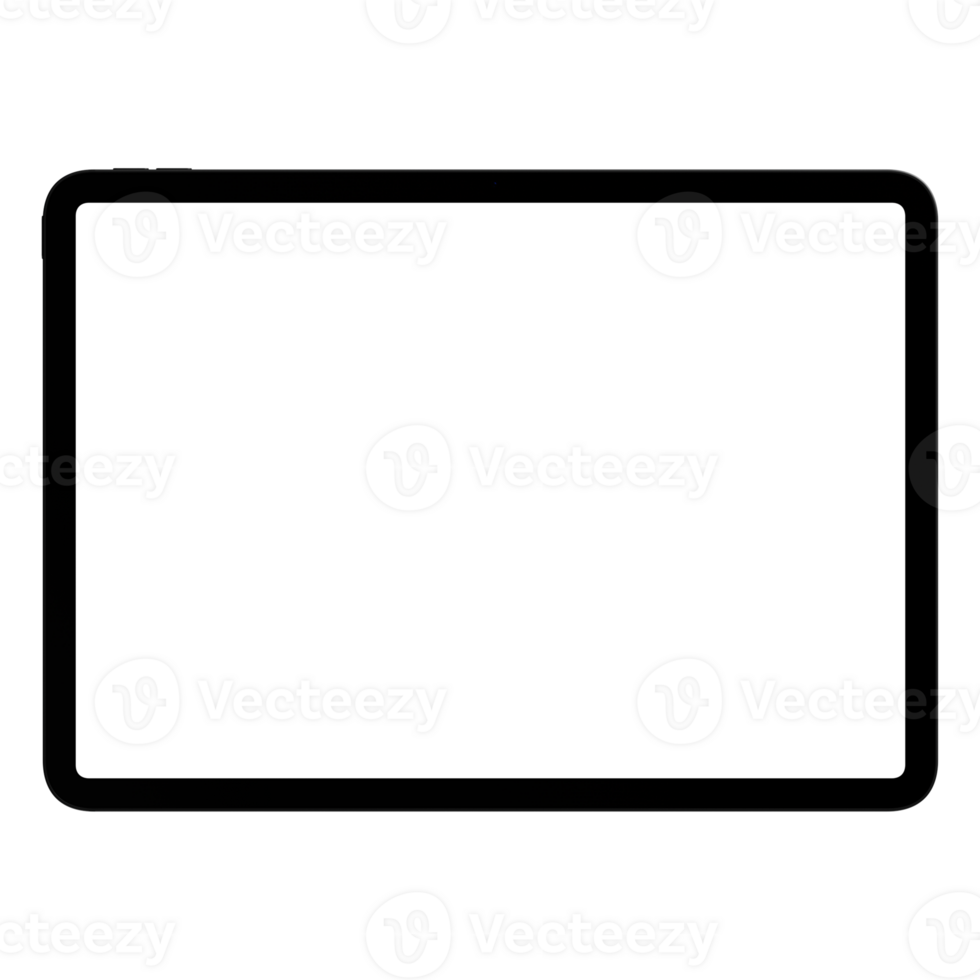 Mockup template for black tablet PC. Front view, and without background. Isolated png