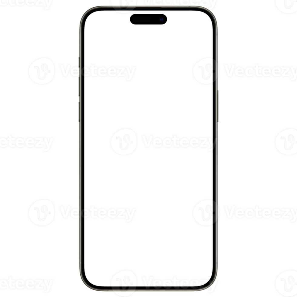 Mockup template for of nature titanium smartphone. Front view, and without background. Isolated png