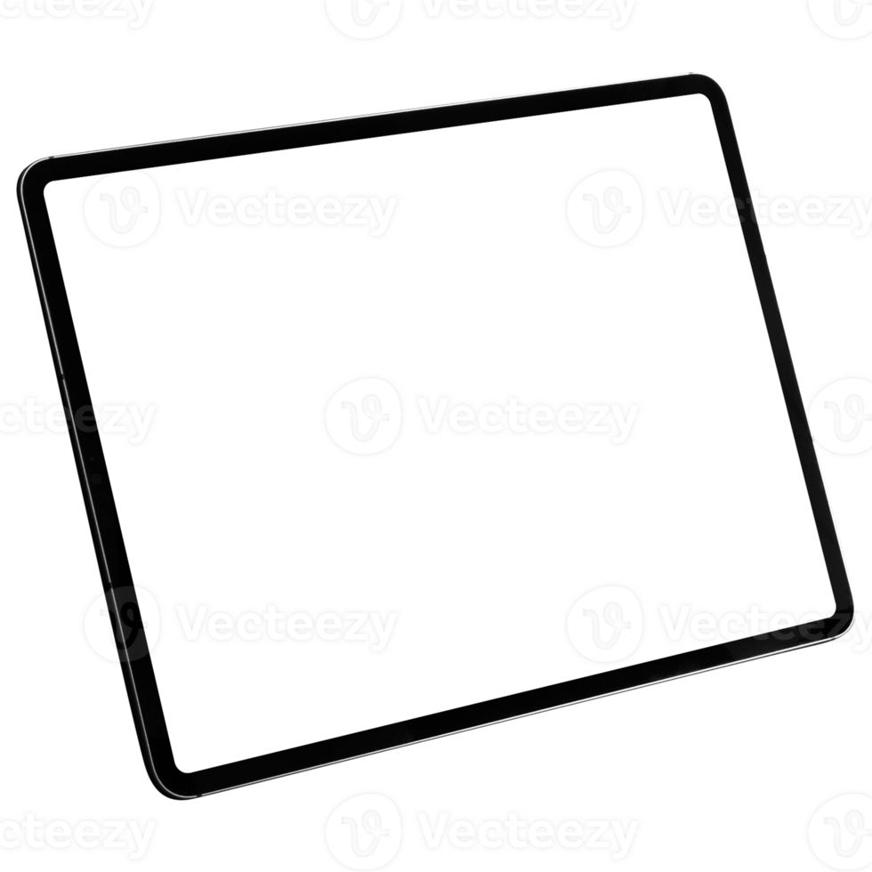 Mockup template for black tablet PC. Isometric style view, and without background png