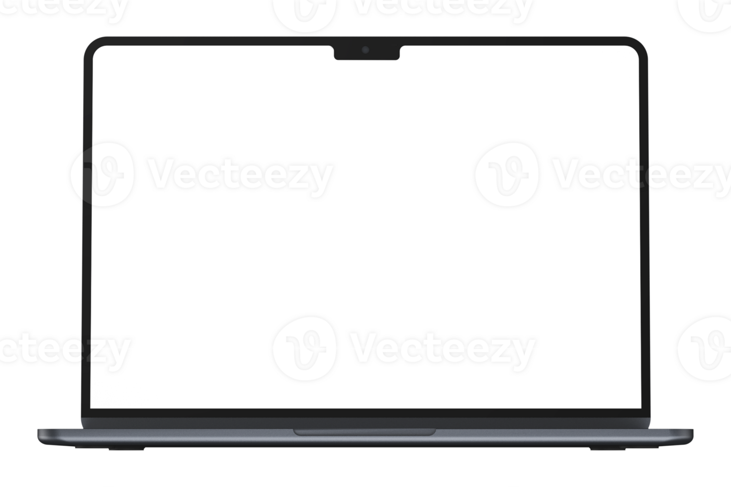 Gray laptop mockup template without background. Front view. png