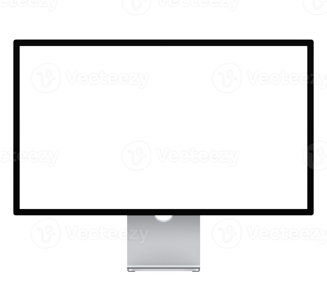 Mockup template for black screen on white stand. Front view and no background. png