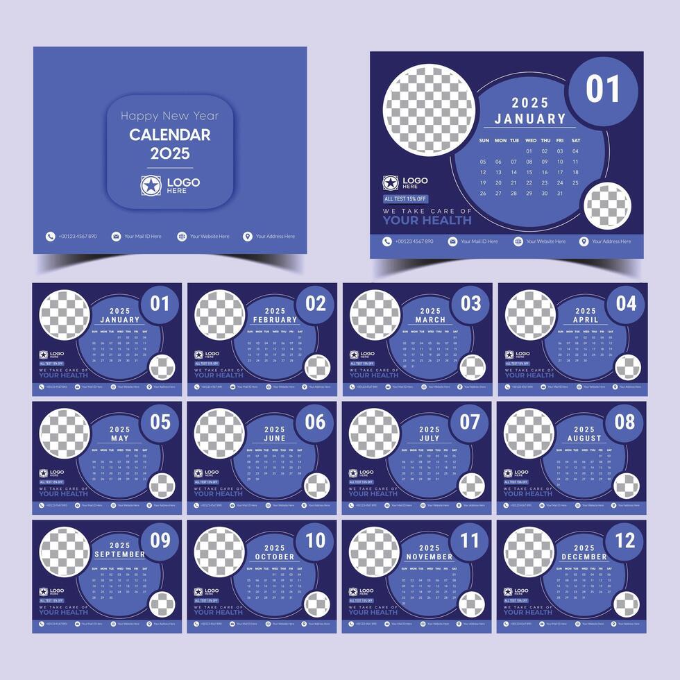 Elegant and sleek desk calendar 2025 monthly planner template vector