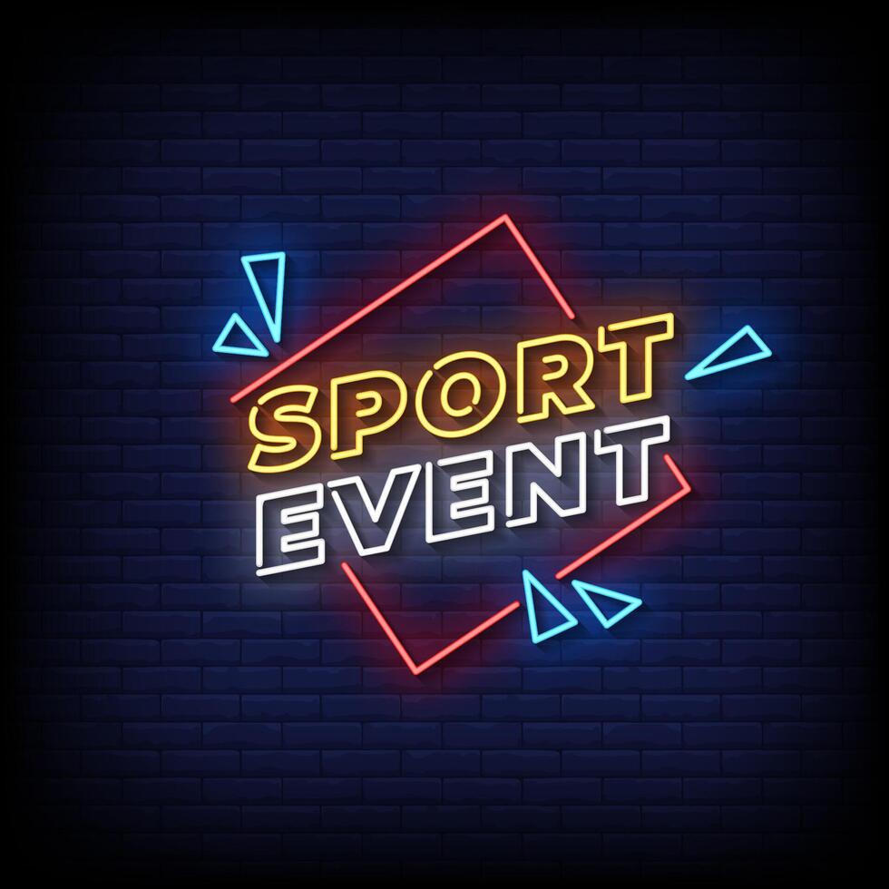 sport event neon sign with brick wall background vector