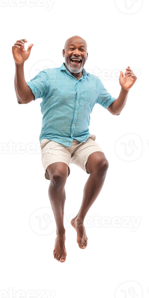 An older man jumping in the air png