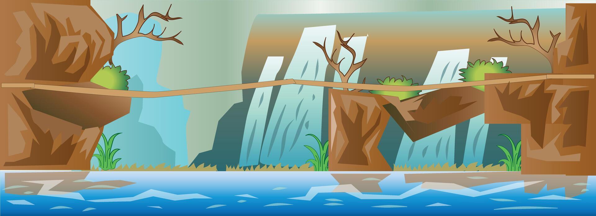 Waterfall Bridge Game Background vector