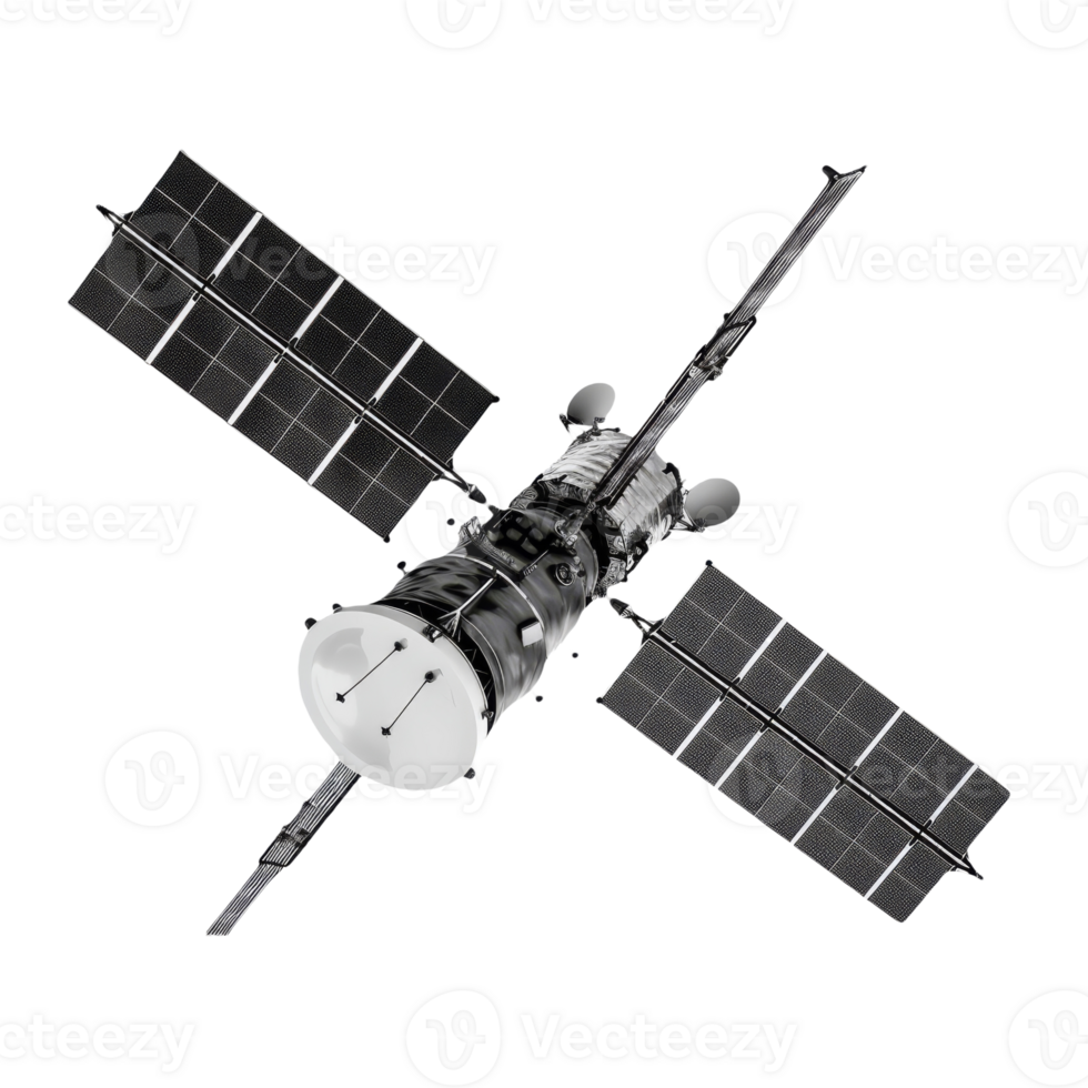 Satellite Features Solar Panels and Instruments On Isolated Background, Technological Design png