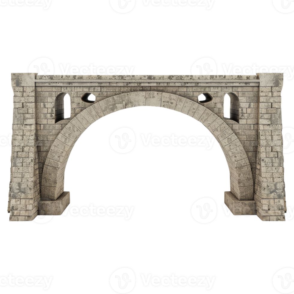 Stone Arch Bridge on Isolated Background. Ancient Stone Arch Bridge. Medieval Stone Bridge png