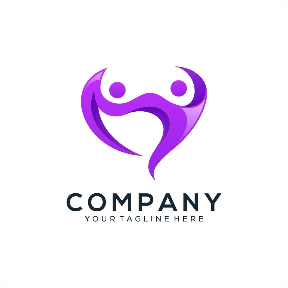Abstract love people logo design vector