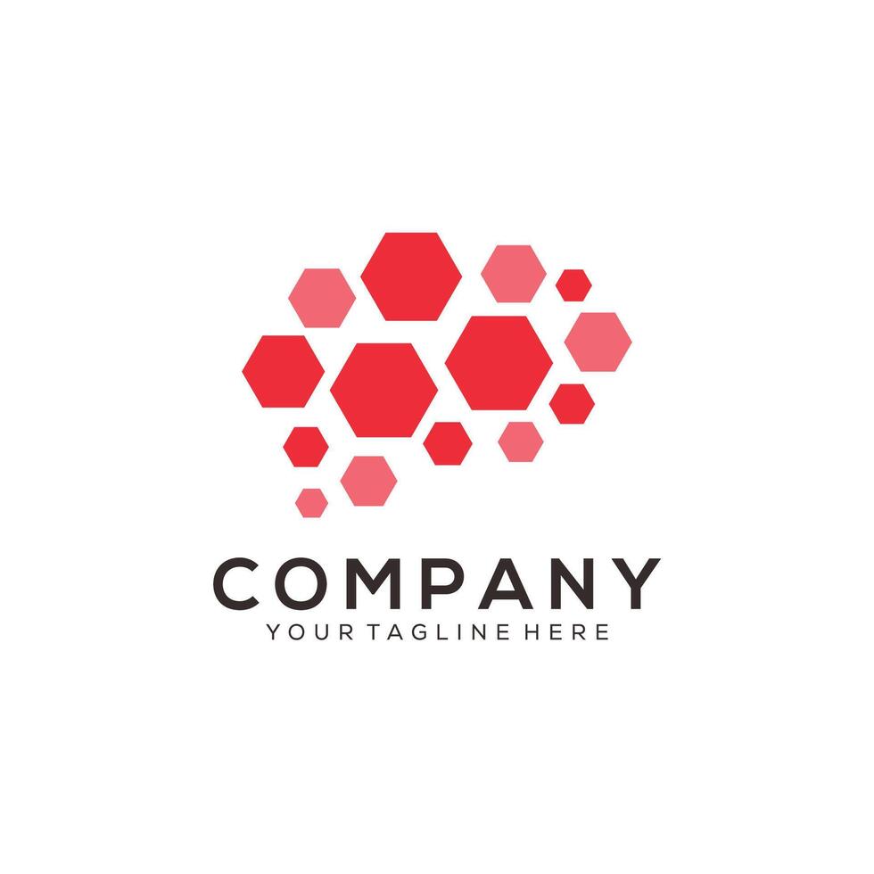 Abstract brain with polygon logo design vector