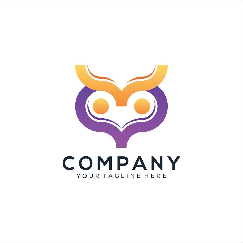 abstract owl head logo design vector