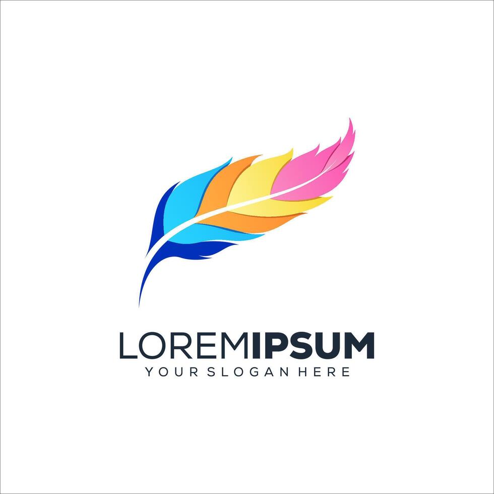 Abstract colorful feather logo design vector