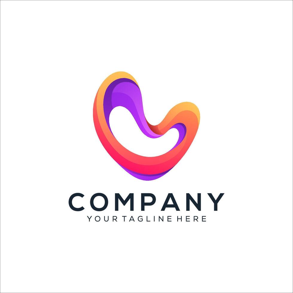 colorful abstract love logo design vector
