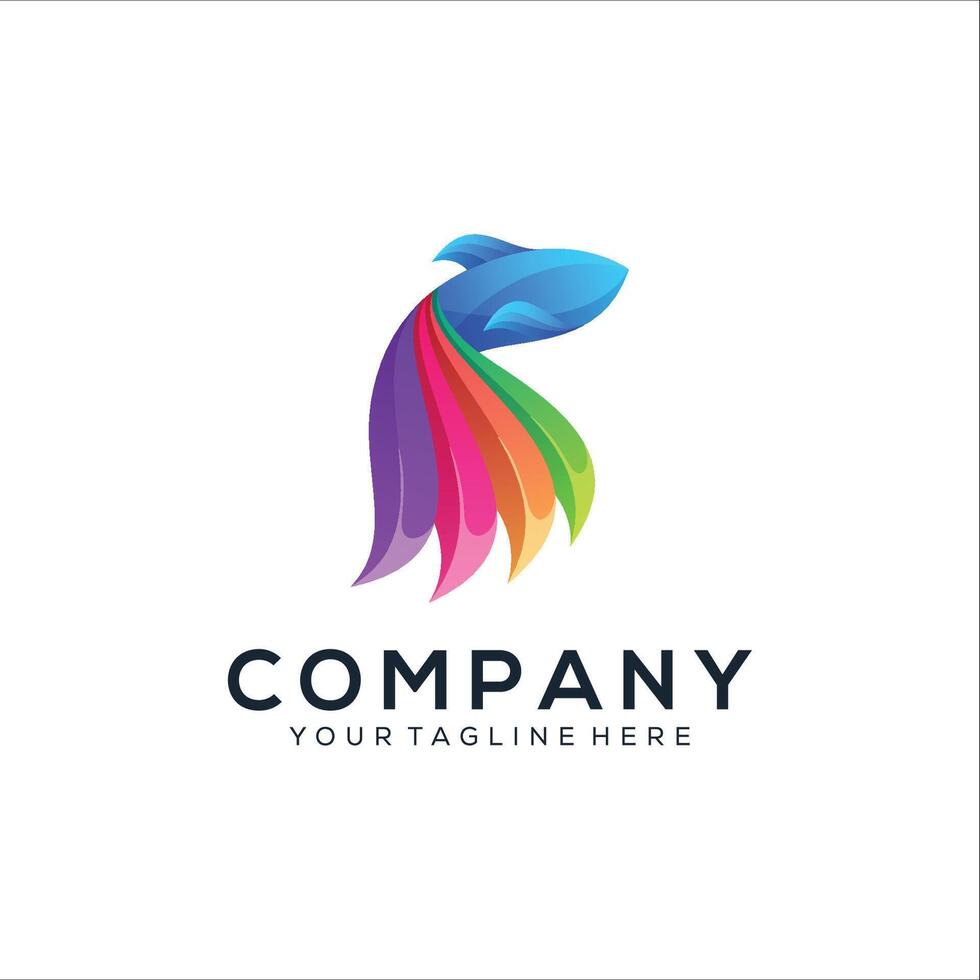 colorful abstract bettafish logo design vector