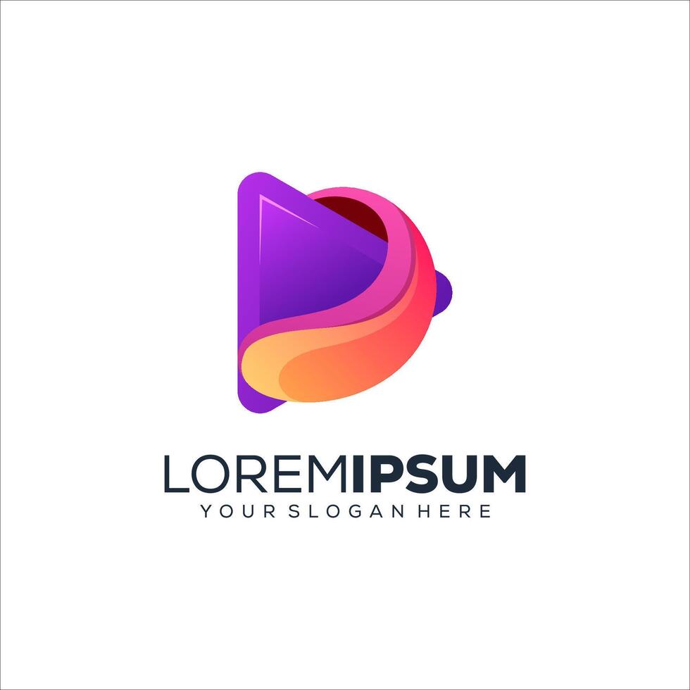 Abstract colorful media play logo design vector