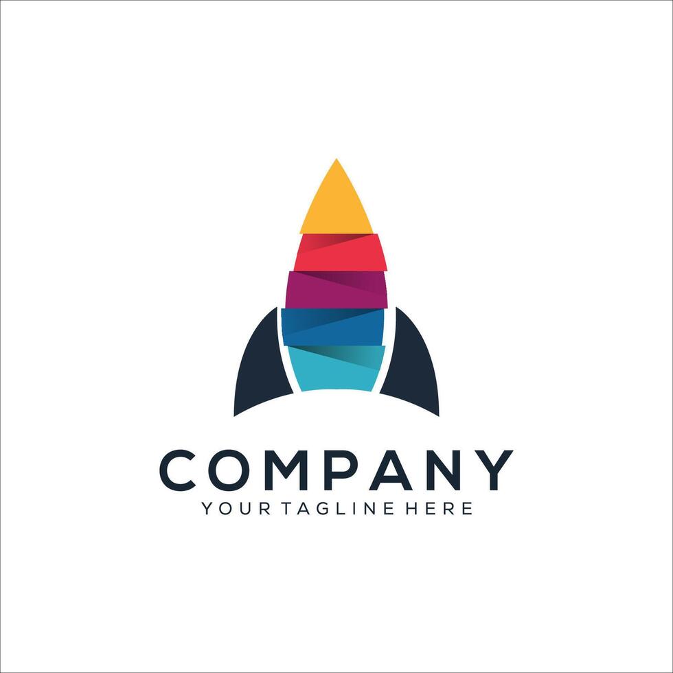 Abstract colorful rocket logo design vector