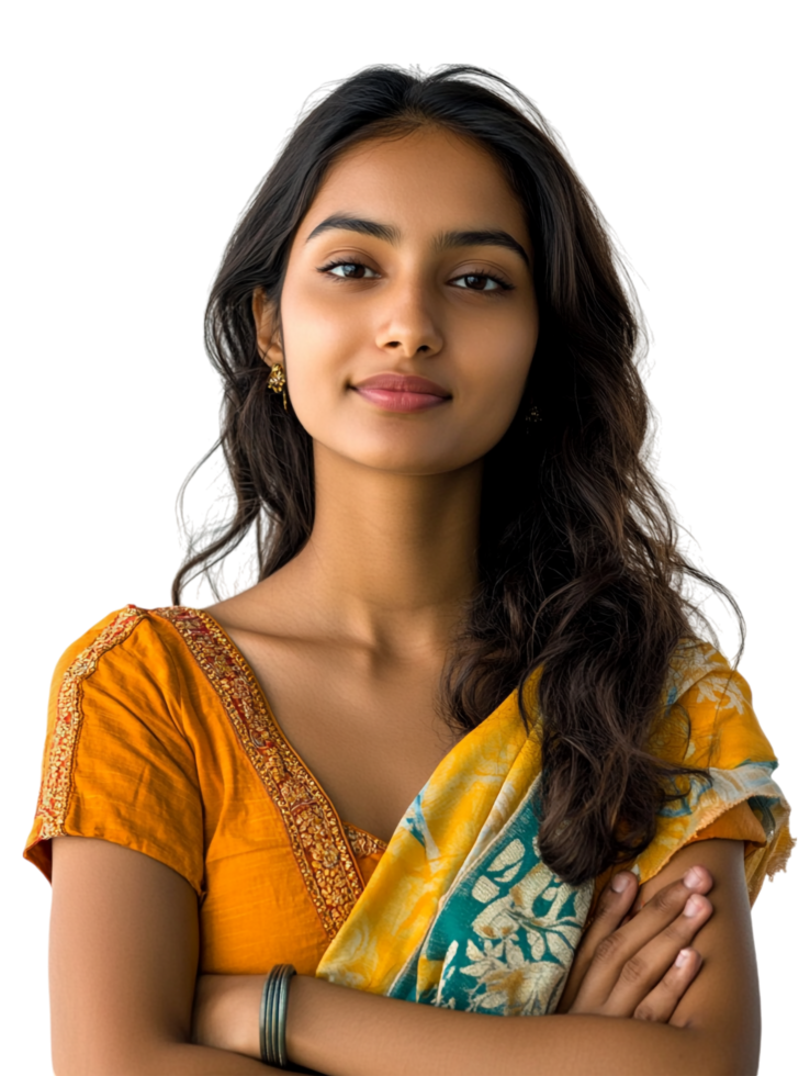 A beautiful indian woman in a sari png