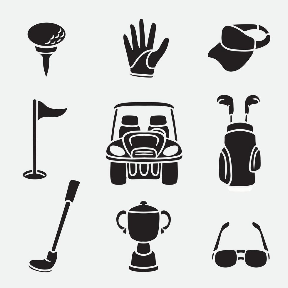 set of golf good for icons, symbols, silhouette design, logo, element design, etc vector