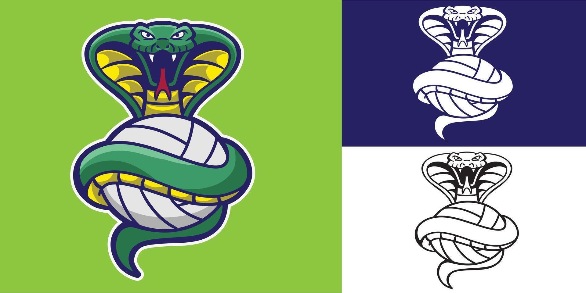 mascot snake with volleyball good for logo, team logo, sport logo, sticker, etc vector