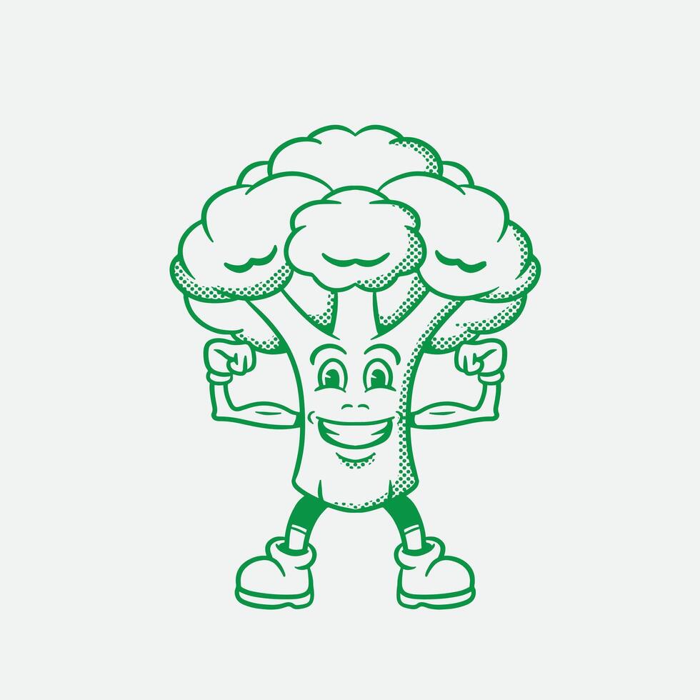 mascot broccoli with retro style good for brand design vector
