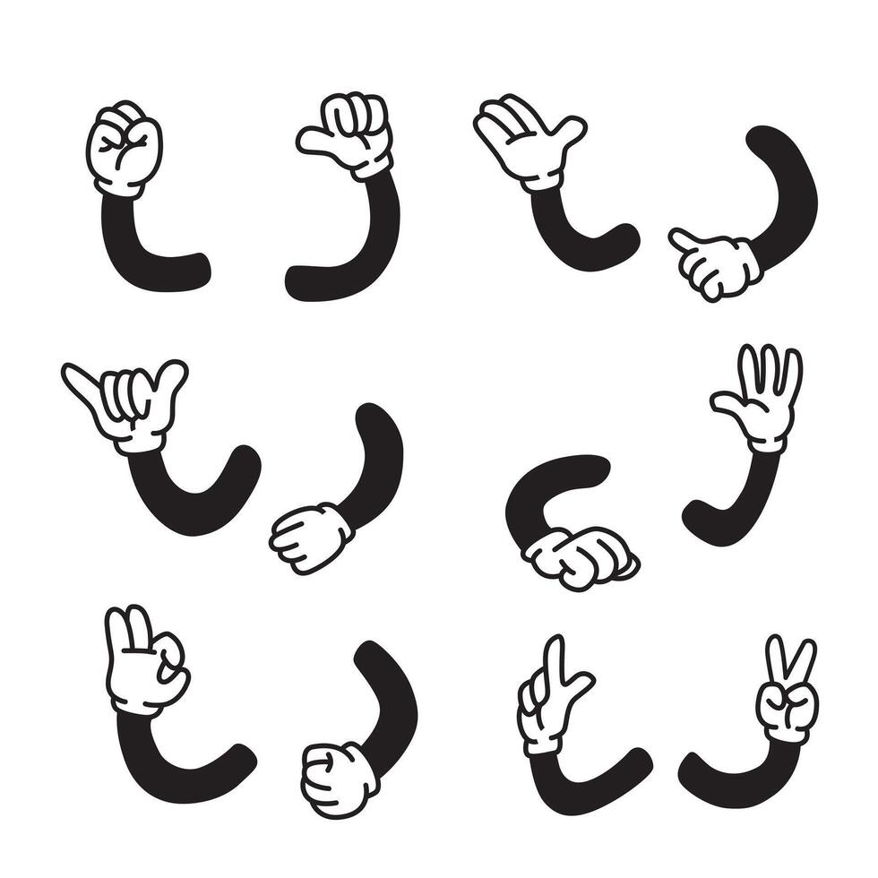 sets of hand for character mascot cartoon vector