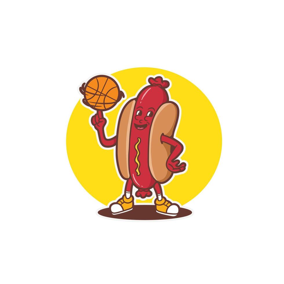 mascot food hotdog good for brand, logo, sticker, t shirt, groovy character, mascot character, etc vector