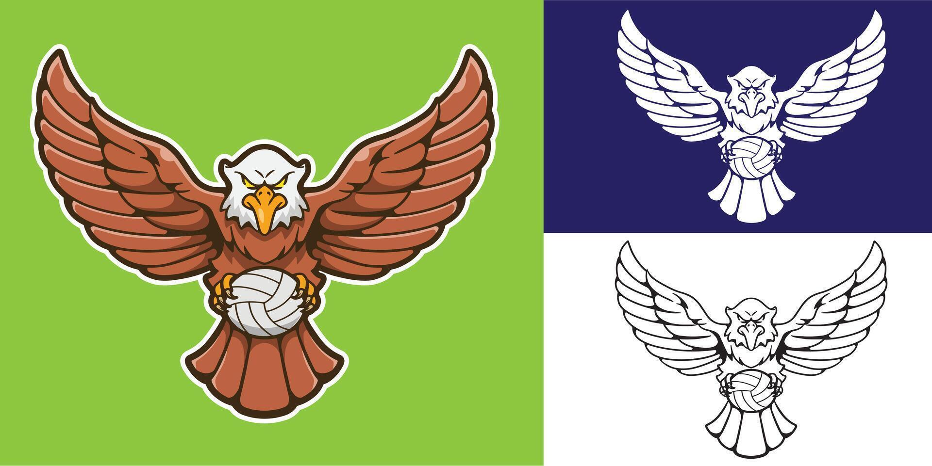 mascot logo eagle with volleyball good for sticker, club logo, team, community, etc vector