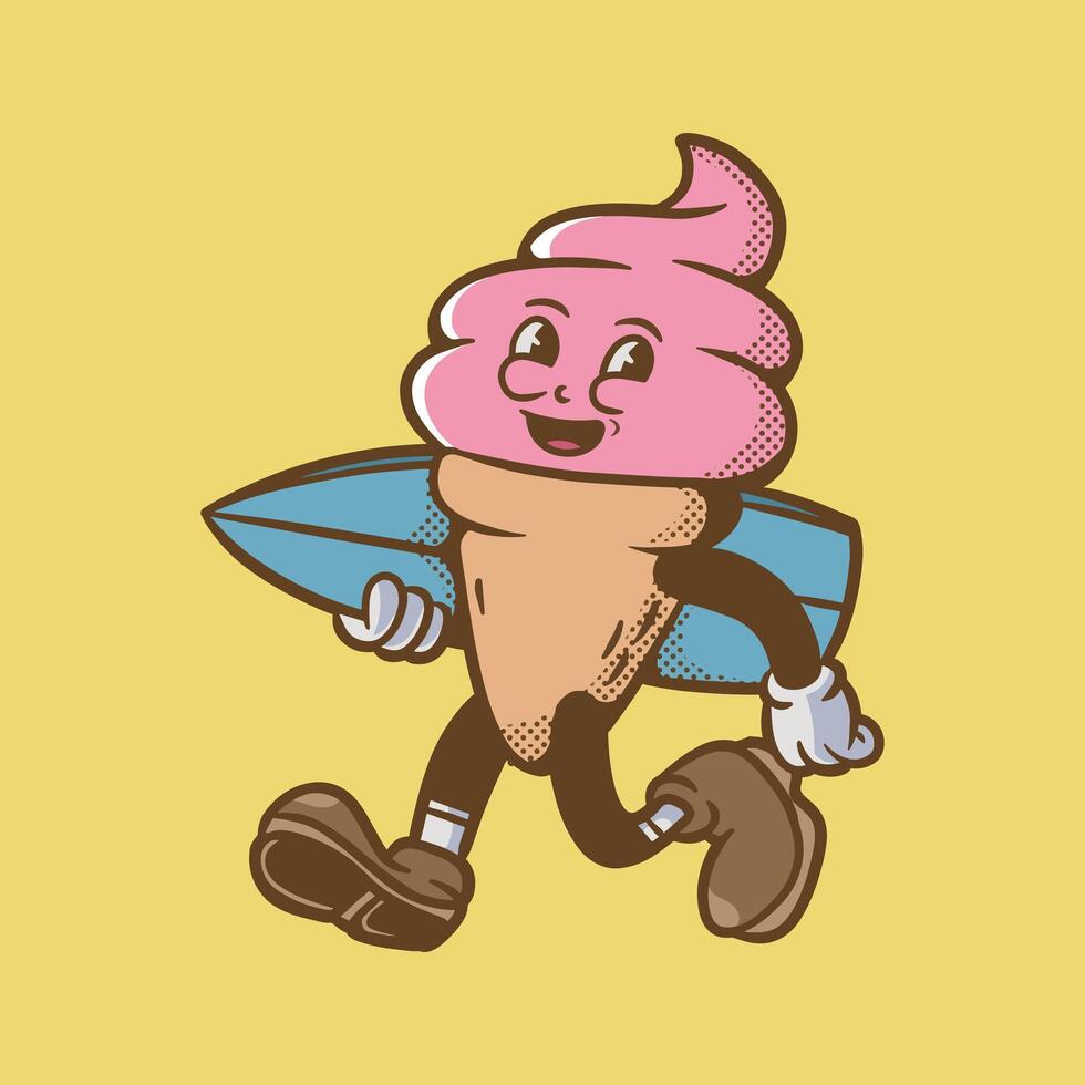 mascot logo ice cream with retro style good for brand design vector
