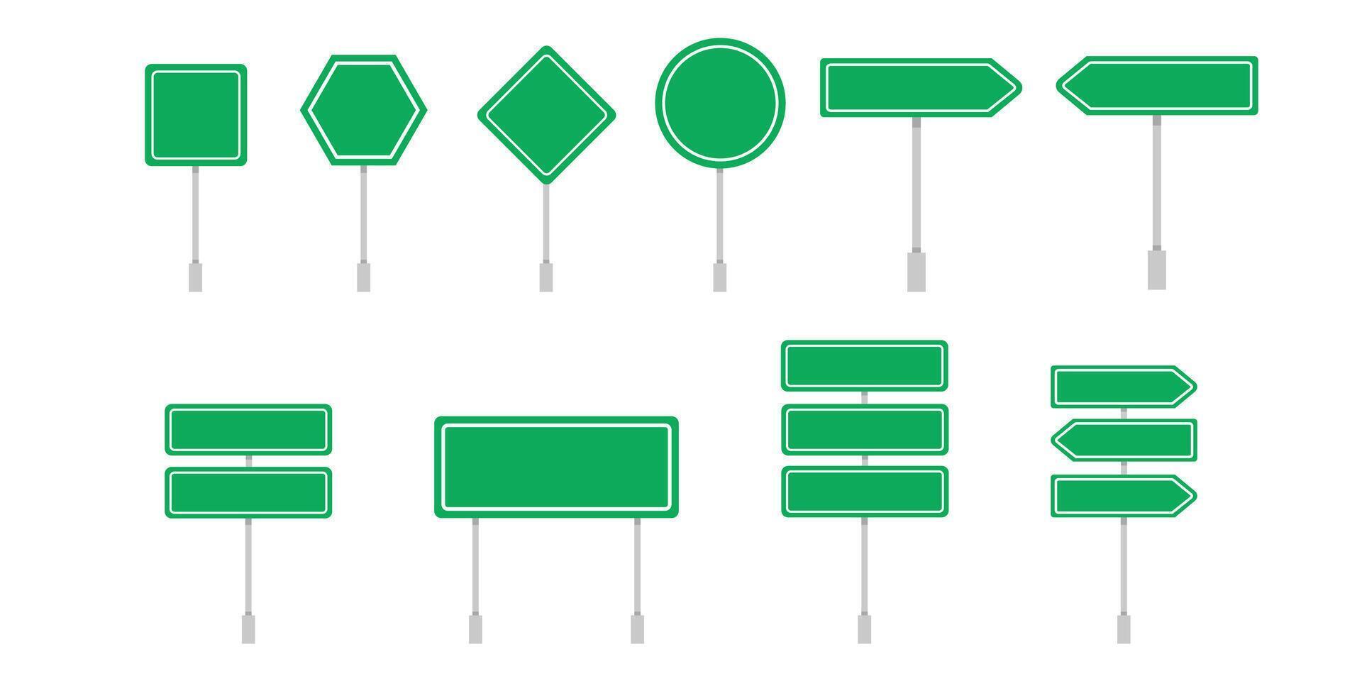 Green road signs set. Flat design. Modern graphic elements collection. vector