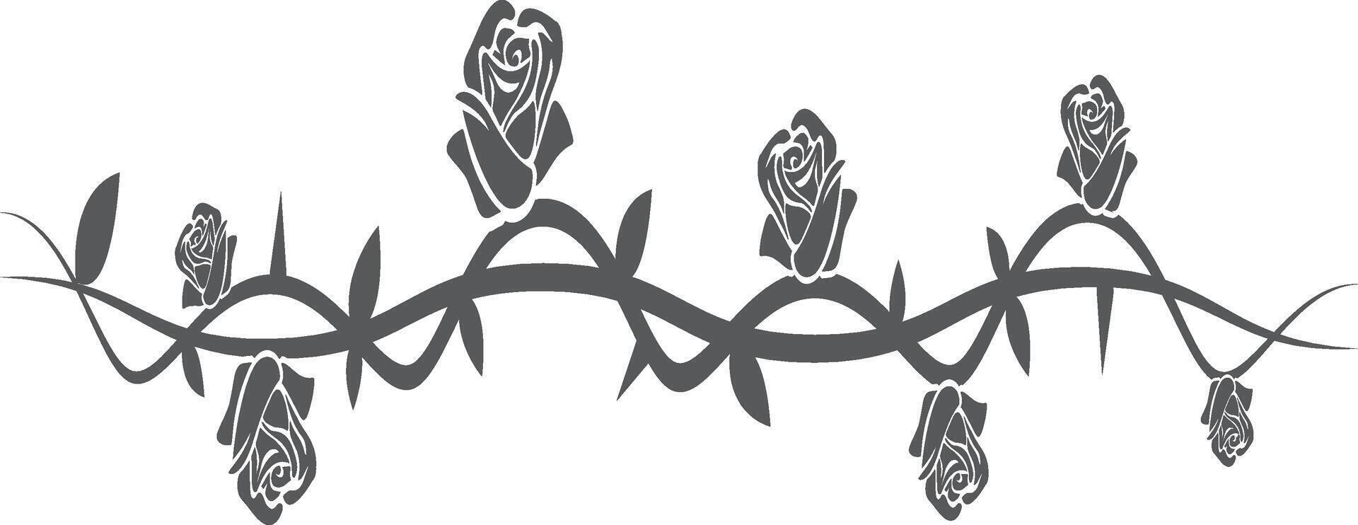 Gothic Barbed Wire Border with Skulls and Roses vector