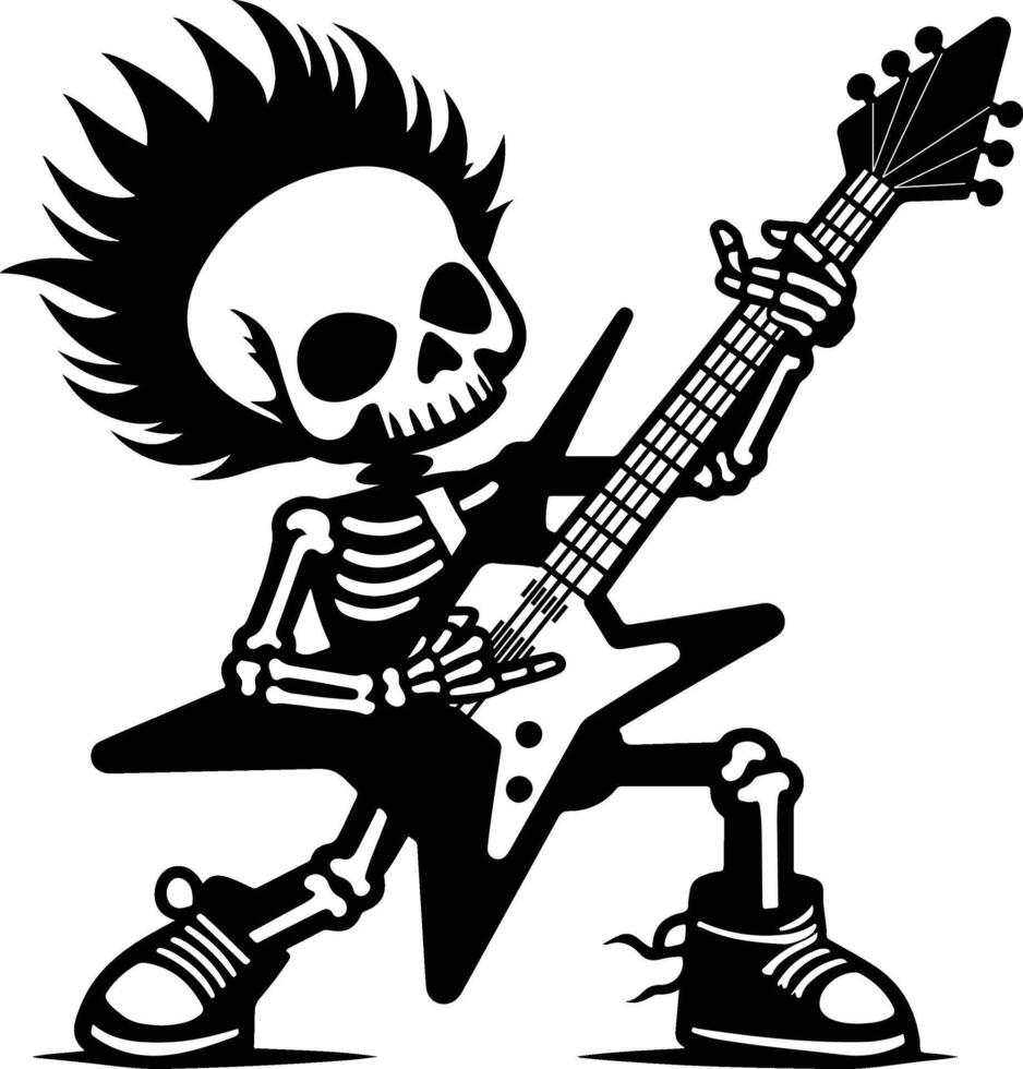 skeleton rocker guitar clipart vector