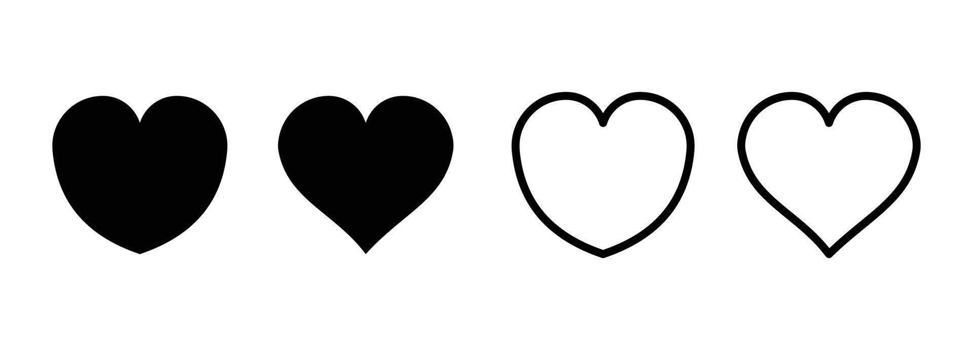 Heart collection. Collection of Love Heart Symbol Icons . love symbol icon set. Black heart icon. vector