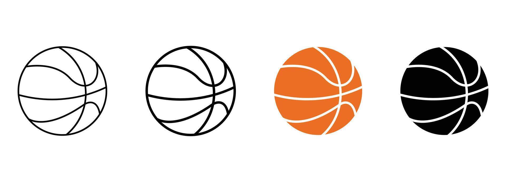 Basketball icon set in flat and line style. Basketball logo icon. Basket ball symbol, vector