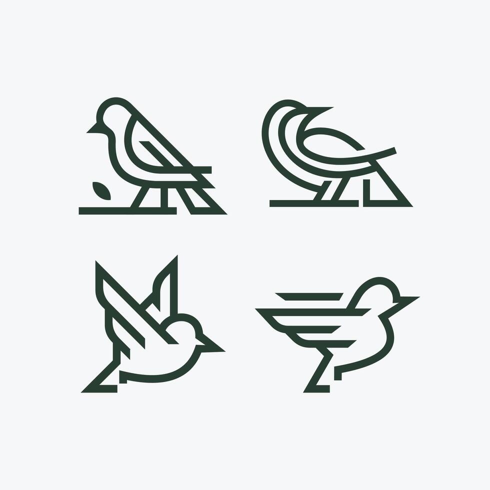 set of abstract bird logo icon vector