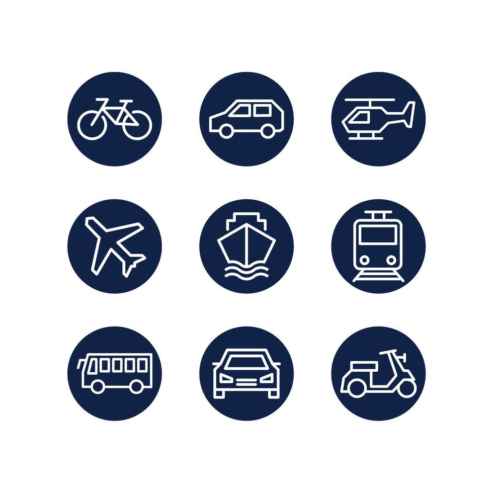circle transport icon set collections vector