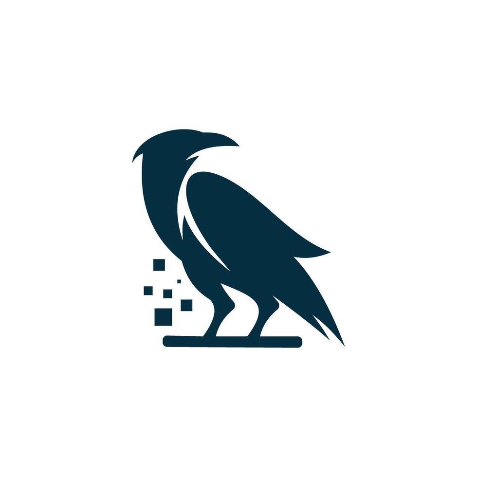 raven animal logo isolated on white background vector
