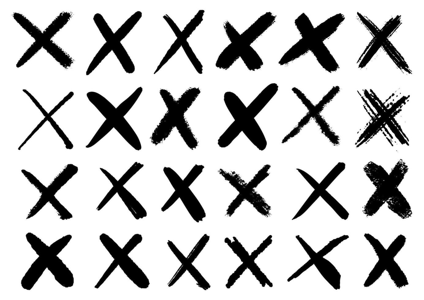 Collection of hand drawn grunge style crosses vector
