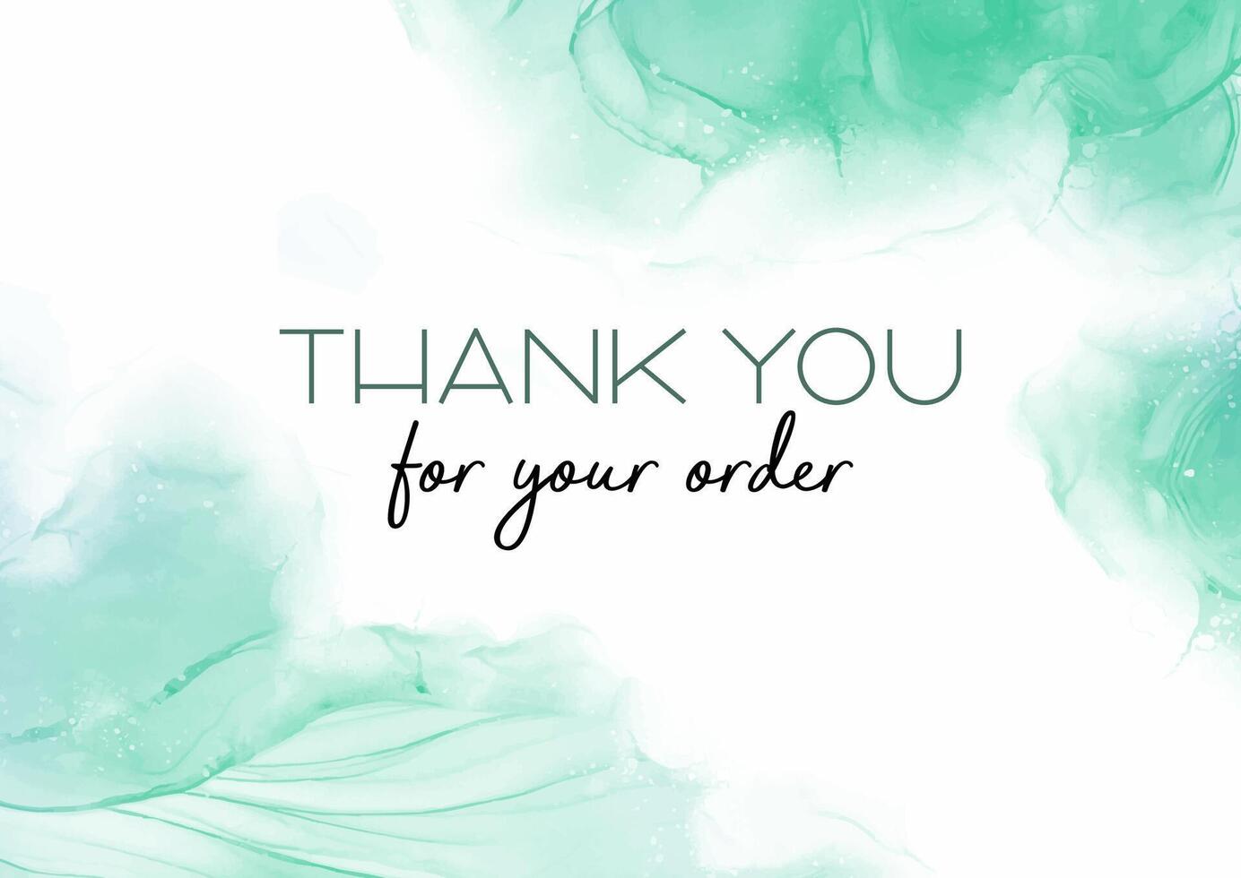Thank you card with green watercolour design vector