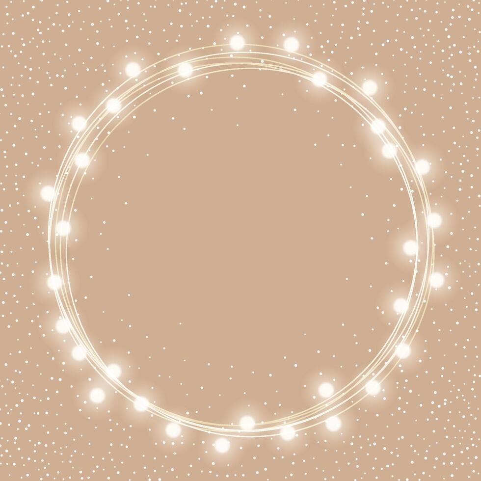 Christmas background with circular border of glowing lights vector