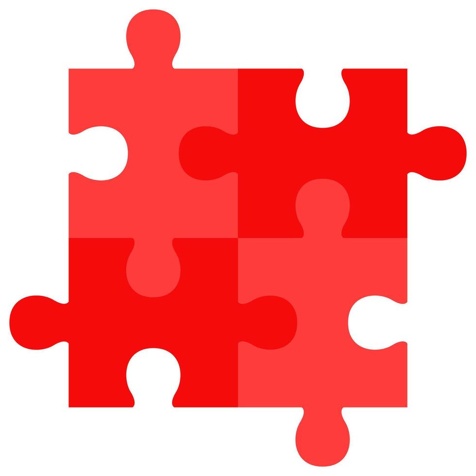 Red puzzle pieces icon isolated on white background. vector