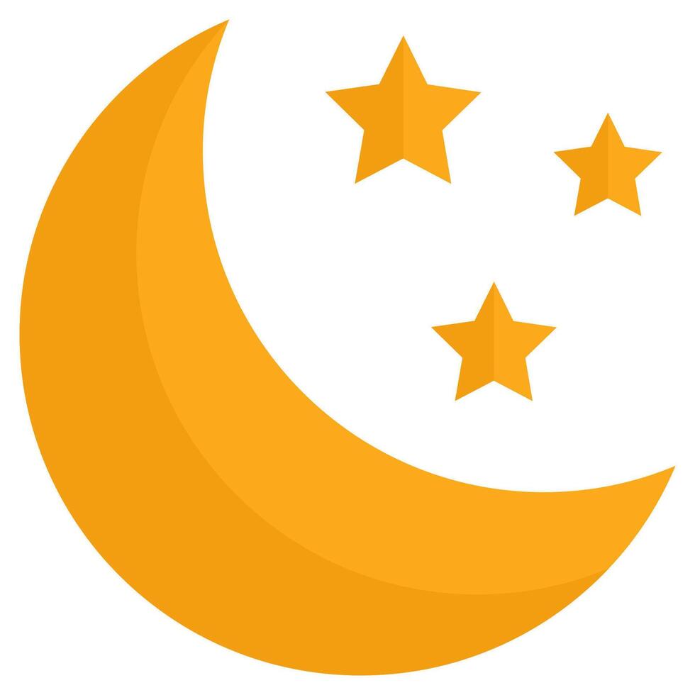Moon and star flat icon isolated on white background. vector