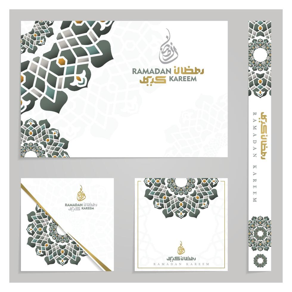 Four Sets Of Ramadan Kareem Greeting Card background vector