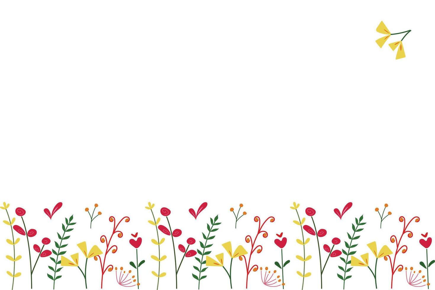 Floral background decorated with nice colorful blooming flowers border. Spring botanical illustration on a white background vector