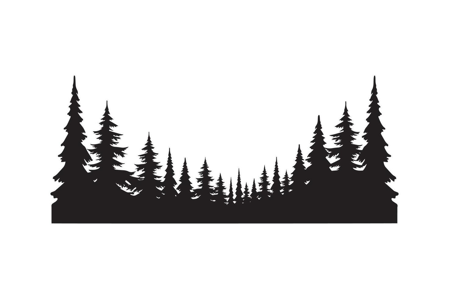Pine forest silhouette illustration. vector